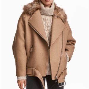 Brown faux fur Moto jacket